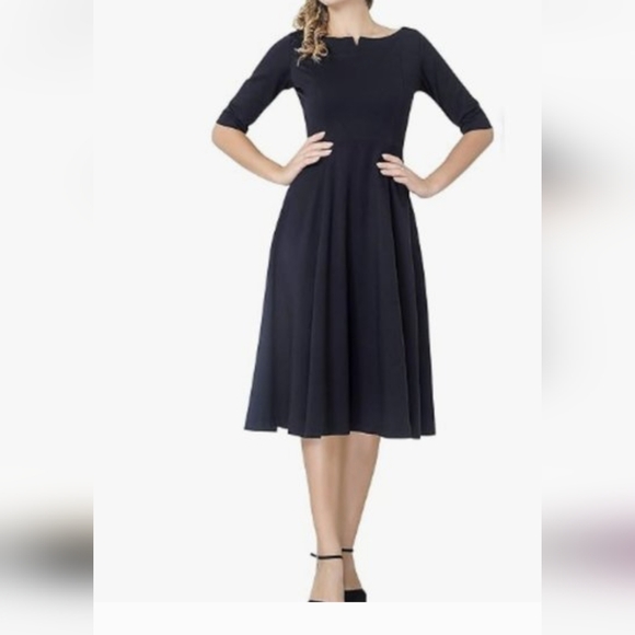 Marycrafts Dresses & Skirts - Marycrafts Women's Fit Flare Tea Midi Dress sz 22 black  NWT